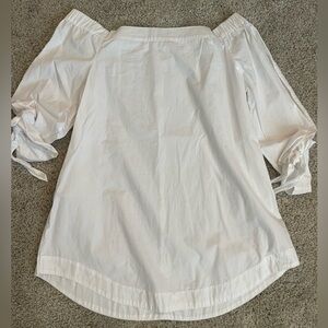 Free People Show Me Some Shoulder 3/4 Sleeve Bow Off Shoulder Poplin Top M